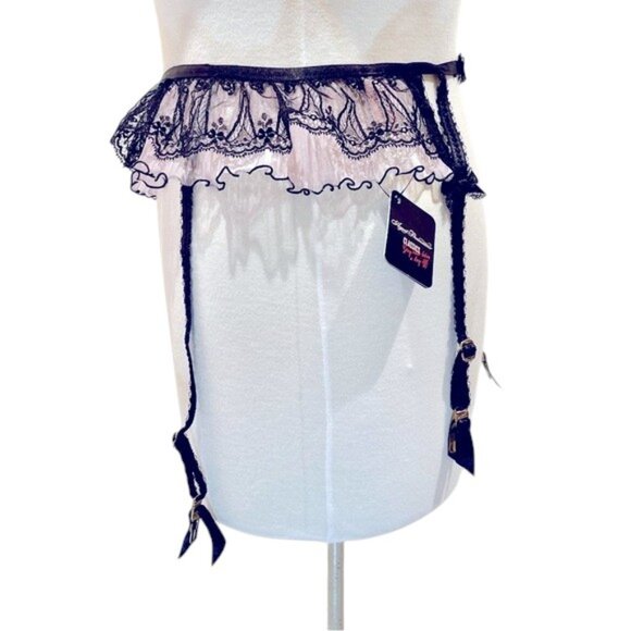 Agent Provocateur Black and Pink Fifi  Suspender Garter Belt NWT - Picture 5 of 8